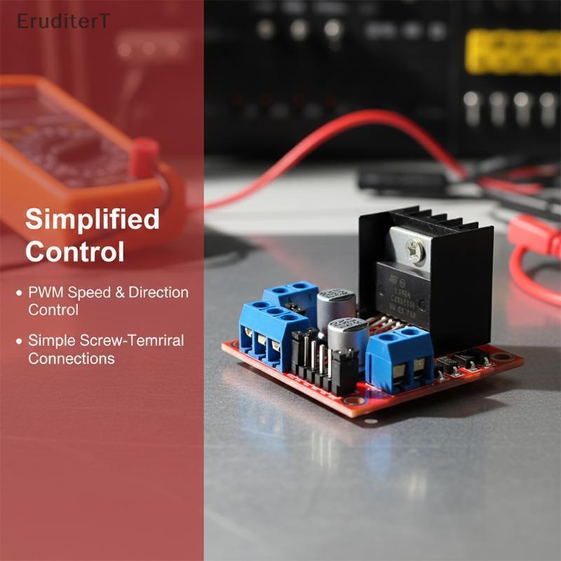 [EruditerT] L298N บอร์ดขับมอเตอร์ DC & Stepper Motor Driver Module สําหรับหุ่นยนต์อัจฉริยะรถ [ใหม่]