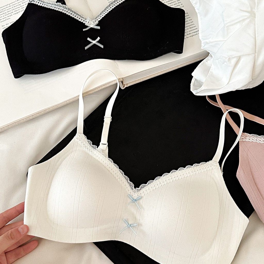 ผู้หญิงดอกไม้ลูกไม้ Push-Up Bra ไร้สายบาง 3/4 ถ้วยไนลอน V คอ Bra คงที่ S-XL