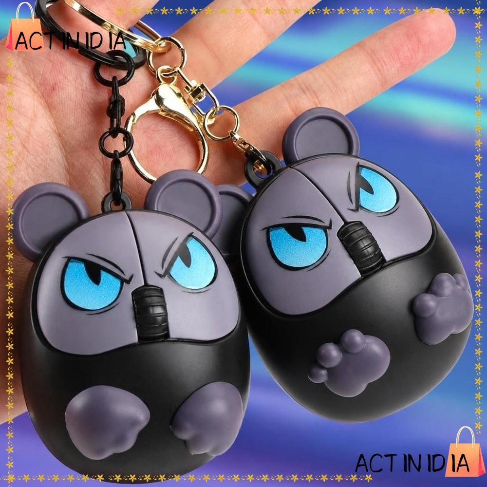 ACTIINIDIA พวงกุญแจ Fidget, คีย์บอร์ด DIY รูปร่างเมาส์คีย์บอร์ดนิ้ว, ปุ่มปุ่มกดบรรเทาความเครียดบีบเพลงพวงกุญแจ Pass Time