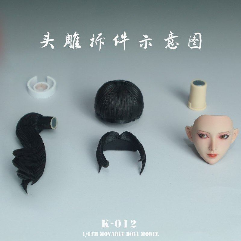 พร้อมสต็อก JKTOYS 1/6 ทหารหญิงประติมากรรมหัวต่อสู้ความงามประติมากรรมหัวรุ่น-Dance Movable Eye K-012
