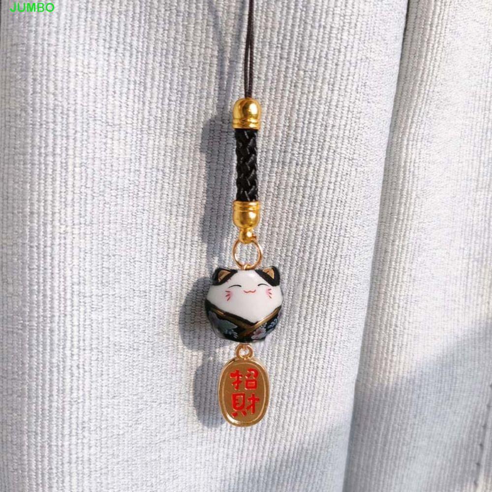 JUMBO Maneki Neko จี้, Charms การ์ตูน Lucky Cat พวงกุญแจ, น่ารักน่ารัก DIY เครื่องประดับสไตล์ญี่ปุ่นสายคล้องโทรศัพท์เครื่องประดับคู่