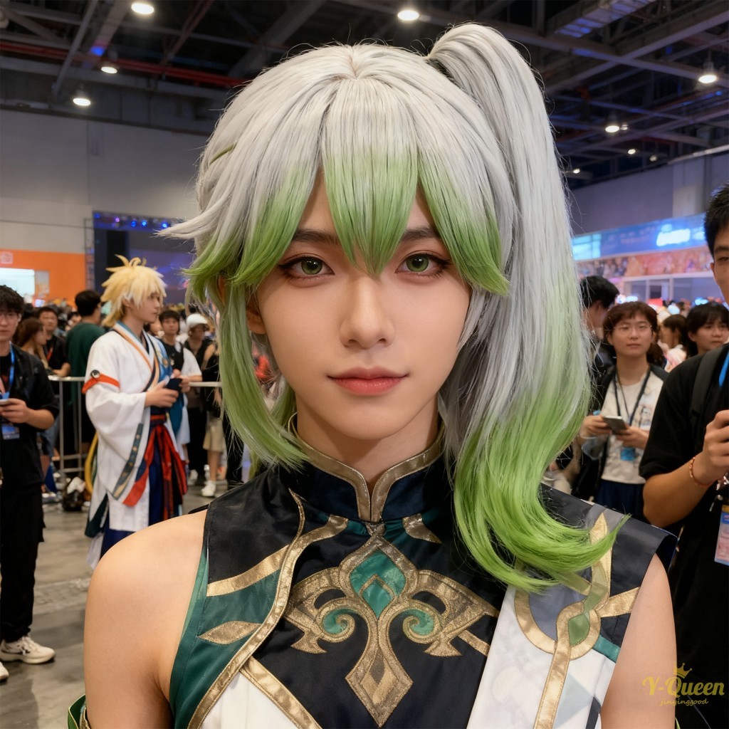 Nahida คอสเพลย์วิกผมซิลิโคนหนังศีรษะเส้นใยอุณหภูมิสูงสําหรับ Nahida Cos วิกผมสีเขียวอะนิเมะตัวละครเค