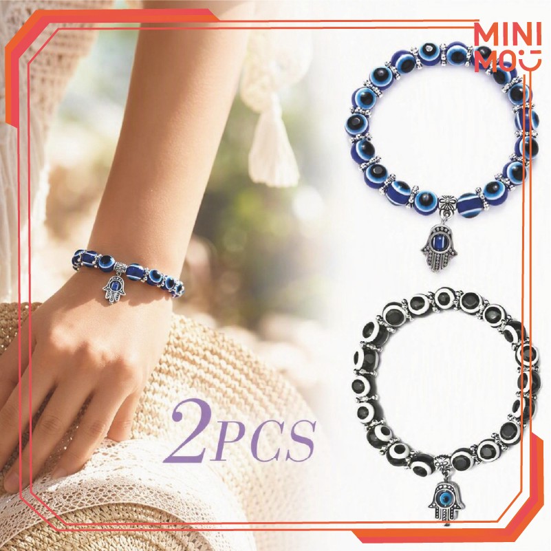 MATA 8MM Evil Eye Blue Devil Eye สร้อยข้อมือสําหรับโชคดีป้องกันจากใช้ของที่ระลึกตุรกี Fatima สร้อยข้