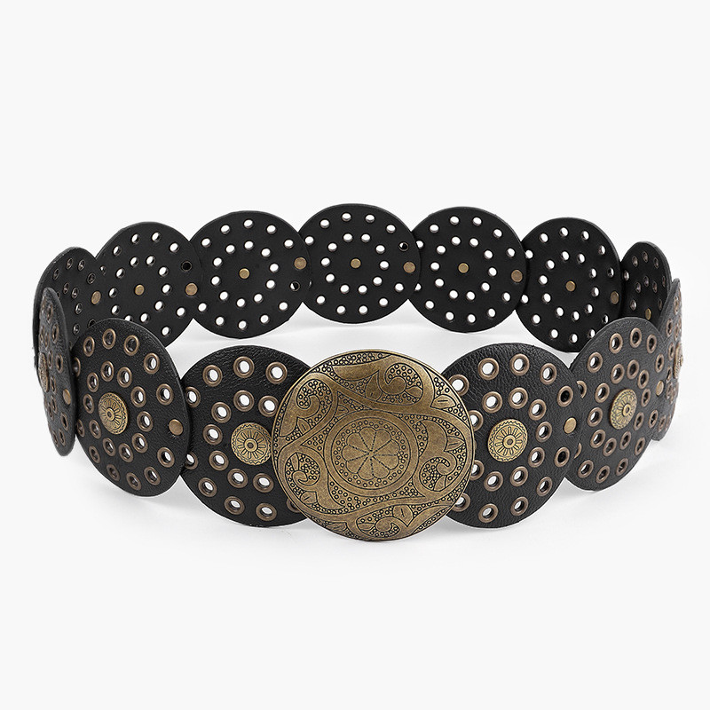 Y3k Hot Girl Millennium Street Retro Style Eye Belt เข็มขัดกว้างกลวง