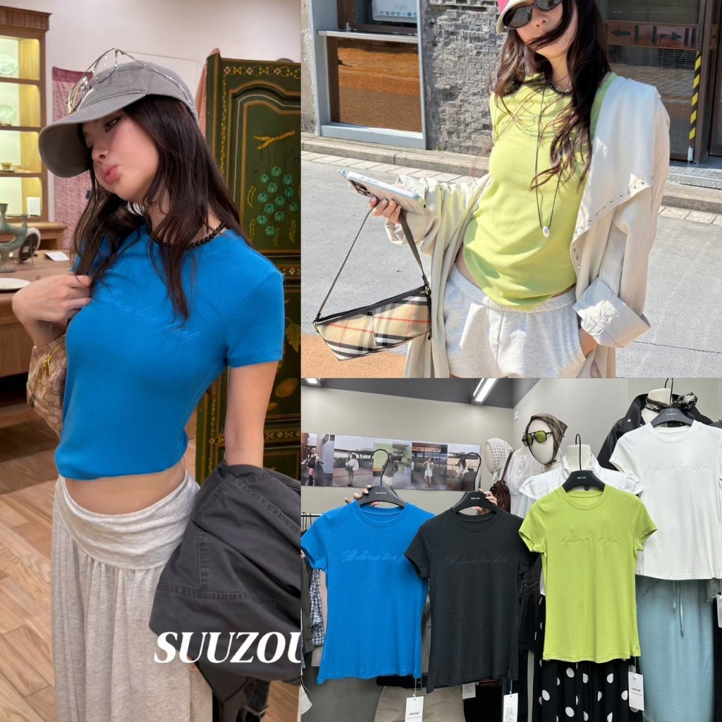 SU581 เสื้อยืดเบบี้ทีรุ่นนี้คือสวยตาแตกมากกก! ทรงเบบี้ทีคอกลมเข้ารูปกำลังดี แฟชั่นเกาหลี TAG MM Fish