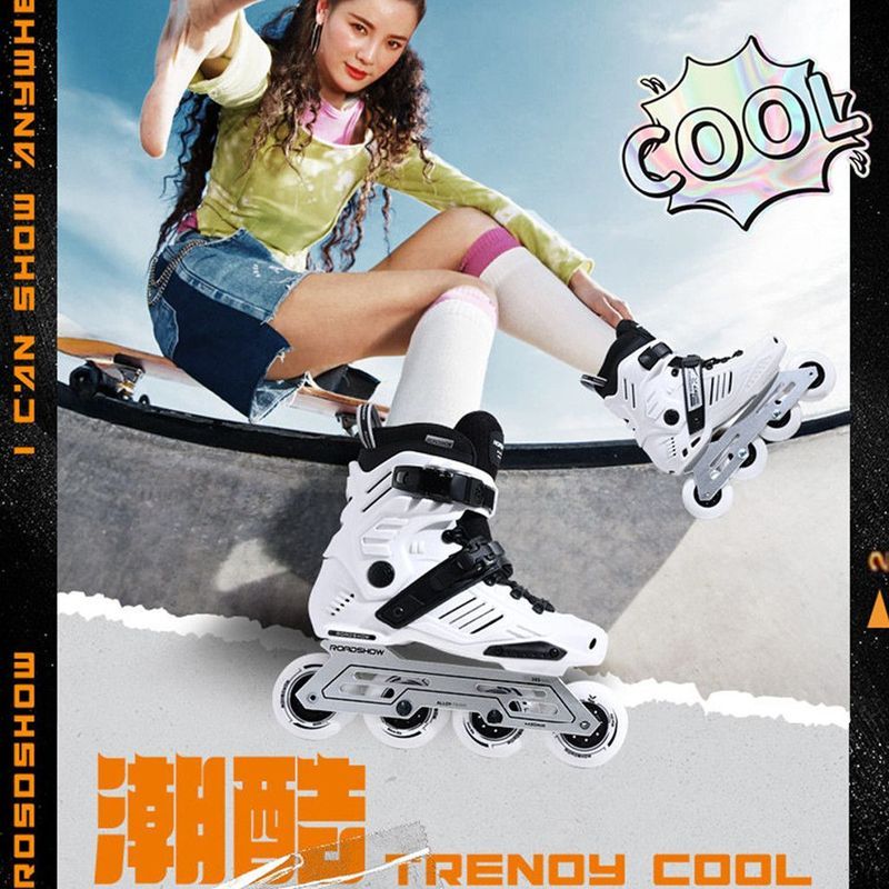 Lexiu RX6D โรลเลอร์สเก็ตผู้ใหญ่ชายนักเรียนวิทยาลัยอินไลน์ Roller รองเท้าดอกไม้แบน Roller Skates การแ