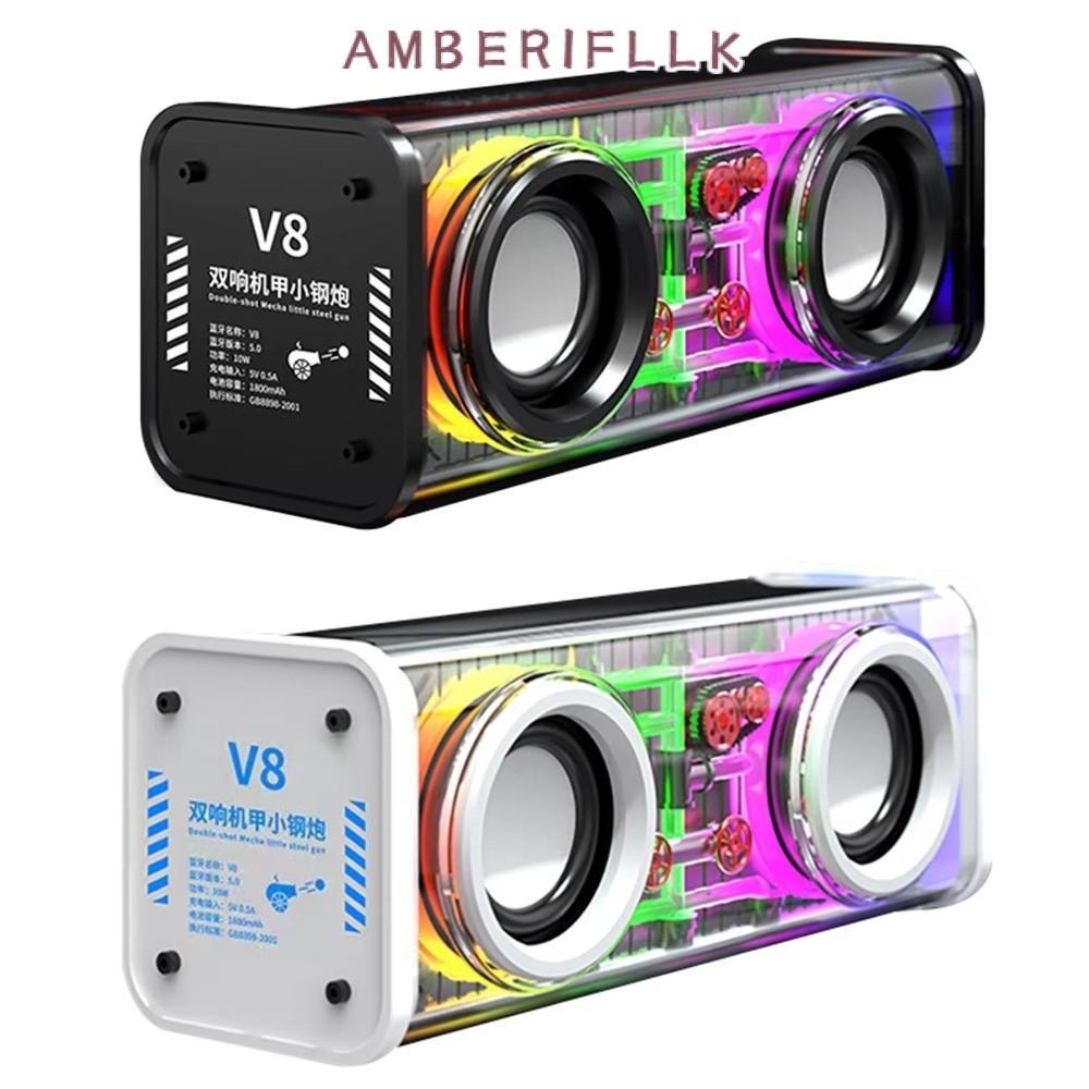 AMBER1FLLK Mecha Speakers, Double Bass Light Effect Bluetooth 5.0 Speakers, Portable Light Speakers 