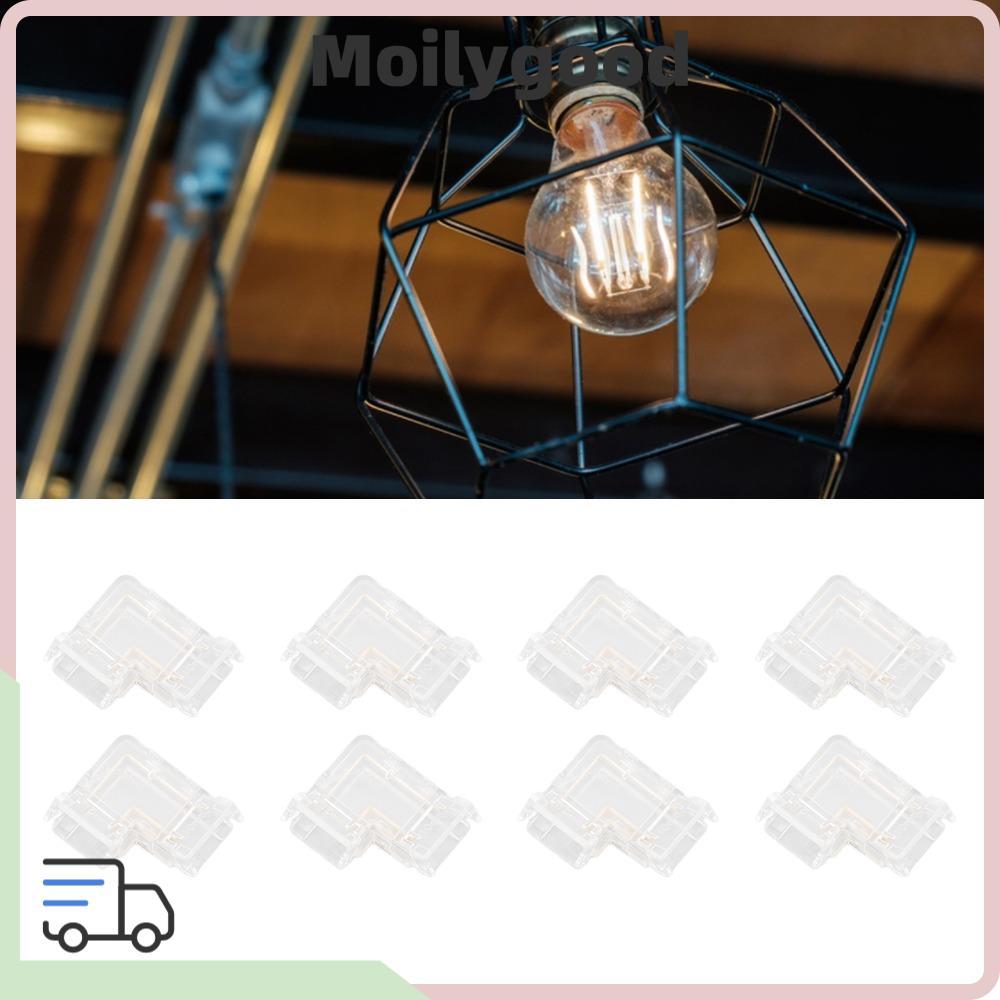 MOILYMY 8 ชิ้น LED Strip Light Connector, โปร่งใส Solderless COB Connector, ทนทาน COB LED Connector 
