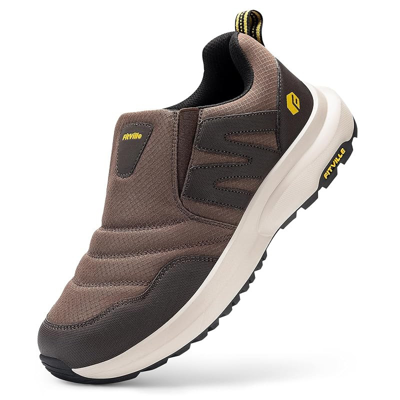 [FitVille] Wide Fit Men's Trekking Shoes - Slip-On 2E 4E Hiking, Trail Running, Walking, and Running