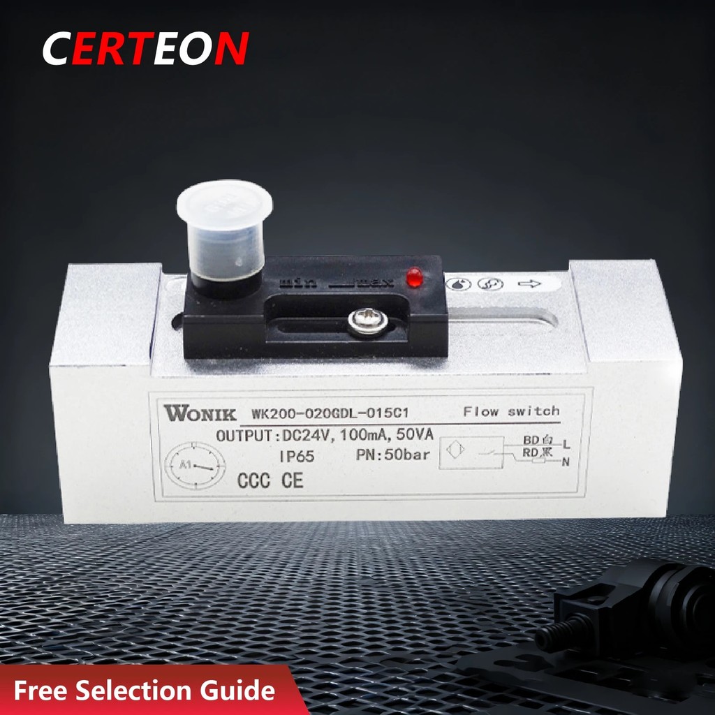 H8LC Water Flow Sensor แบบอินไลน์ปรับ 0.6-8Lmin ท่อเกลียวภายใน FS-108 Paddle Flow Switch