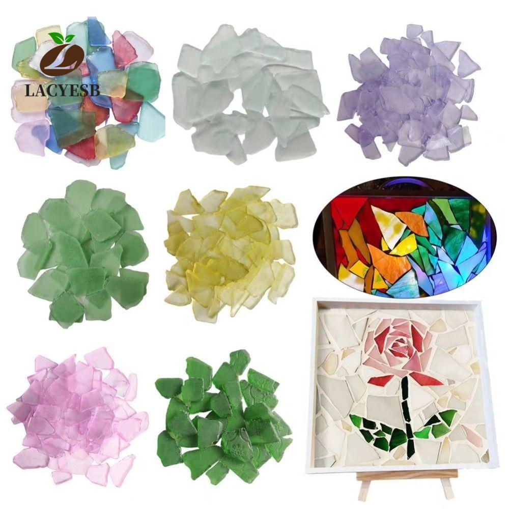 LAYESB ชิ้นแก้วทะเล, Frosted DIY Art หัตถกรรมบด Sea Glass, Sea Glass เครื่องประดับ 500g ที่ไม่ซ้ํากั