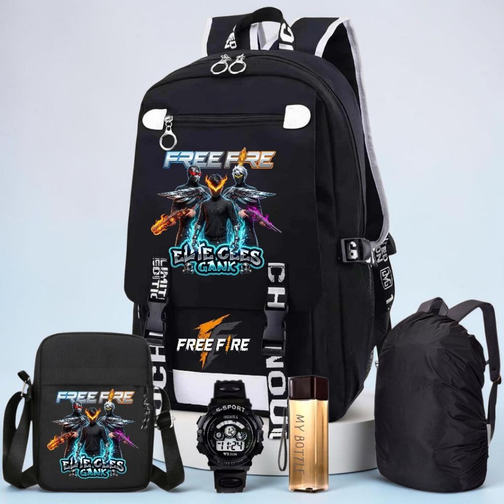 DNA_BAGS - Free Fire Bags for Elementary School Boys - Free Fire Gaming Character School Bags