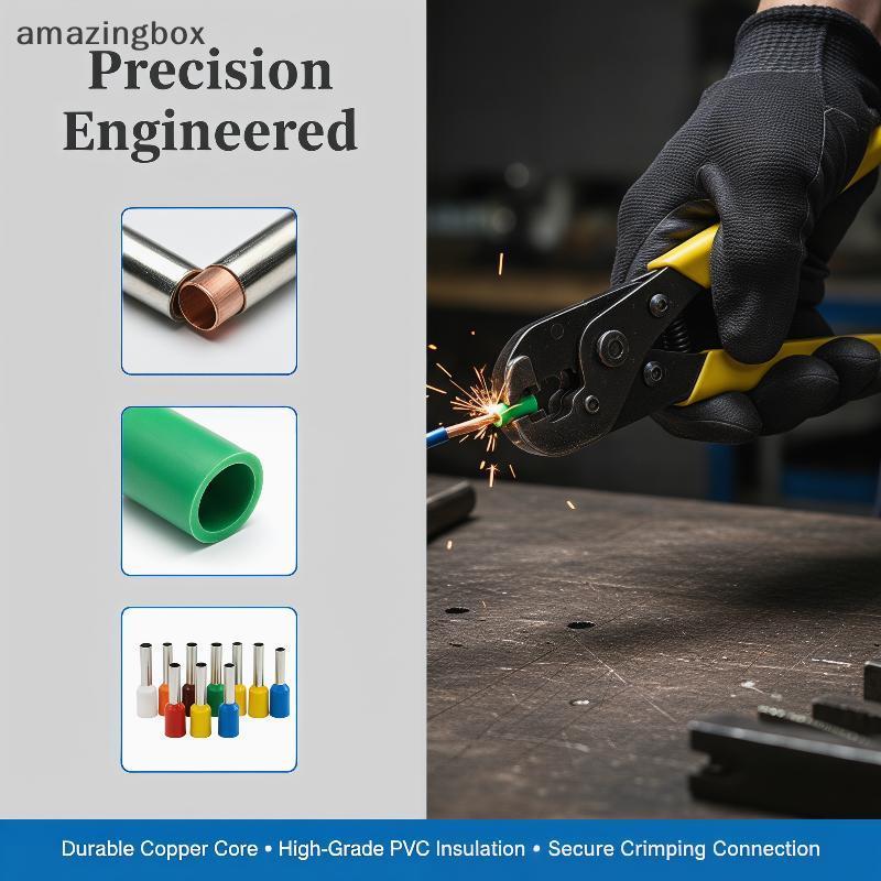 ABTH Essential 1000 ชิ้น Tubular Crimp Terminals E0508 E7508 สําหรับเรียบร้อยและเรียบร้อยสายไฟ Vary