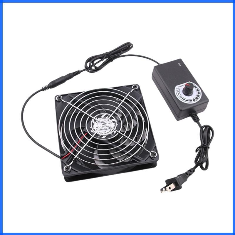Con US Plug 120 มม.ปรับความเร็วพัดลม 220V 240V พัดลม 2750RPM และย่างป้องกันสําหรับ PC และ Electronic