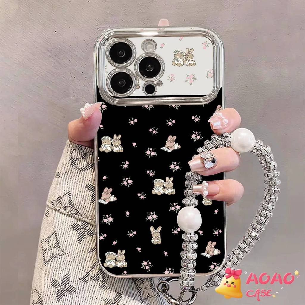 เคสไอโฟน iPhone Air สำหรับ iPhone 17 Pro Max 13 15 11 16 Plus 12 14 Pro Max 8 7 Plus XR XS Max เคสลายกระต่ายดอกไม้เล็ก