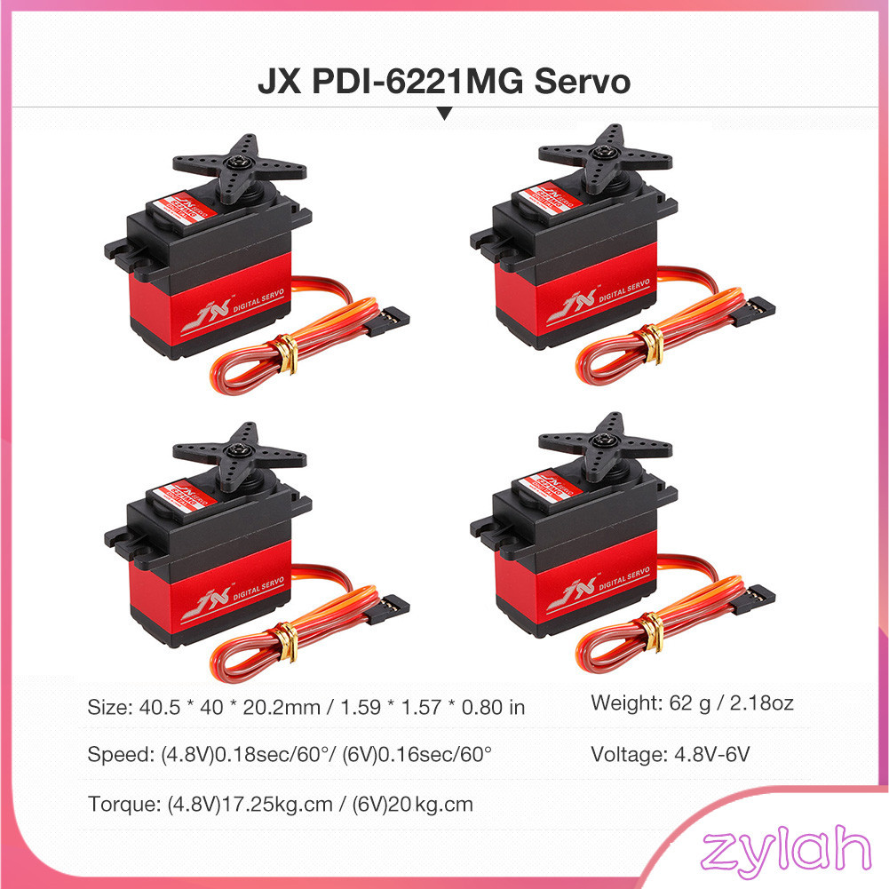 zylah-th 4 ชิ้น JX PDI-6221MG เกียร์โลหะเซอร์โวดิจิตอล 20 กิโลกรัมอลูมิเนียมสำหรับ 1:10 1:8 RC รถรถบ