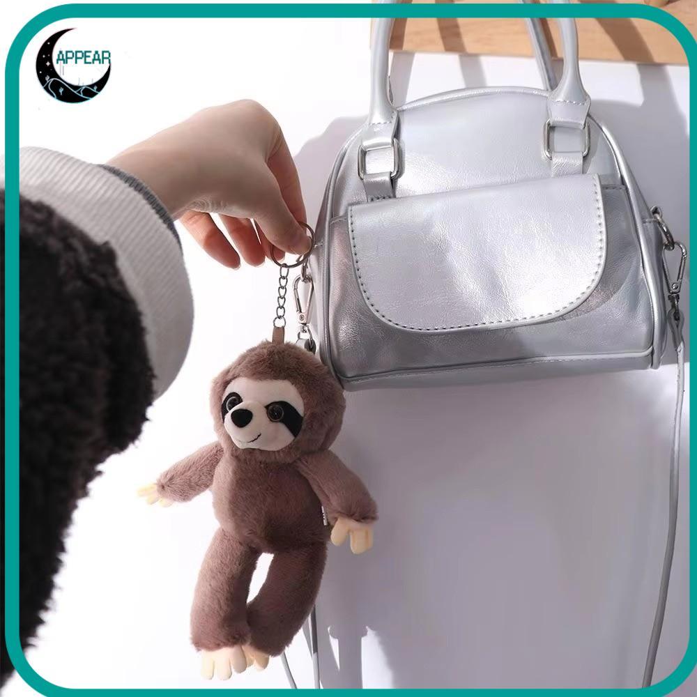 APPEAR ตุ๊กตาสัตว์ Sloth, จําลอง Soft Sloth จี้ขนาดเล็ก, น่ารักพวงกุญแจจี้ Plush Sloth พวงกุญแจ