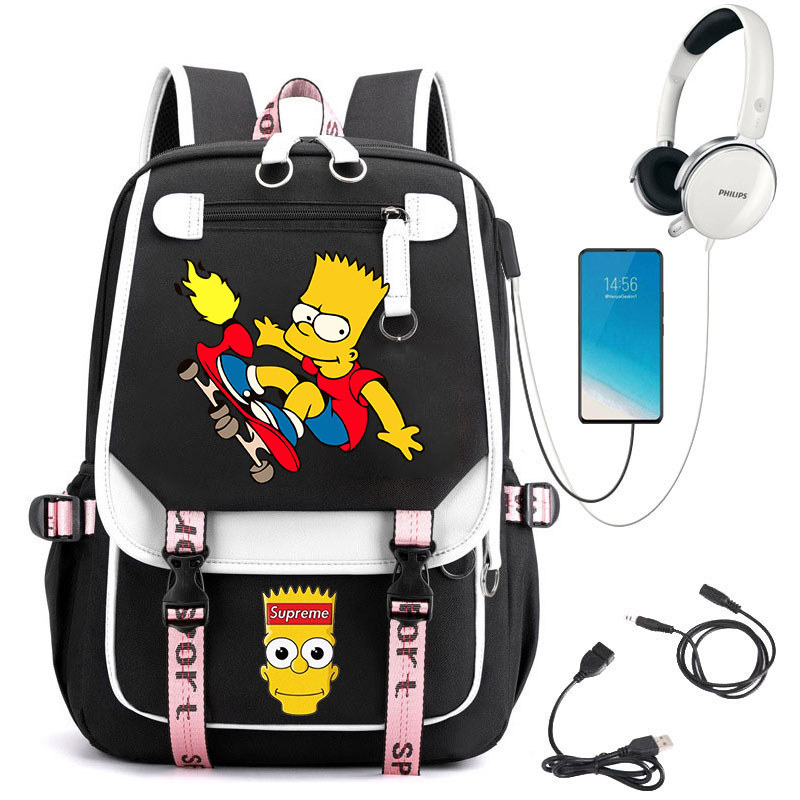 Anime Simpsons Backpack Laptop Bagpack Travel Bag Student School Bag