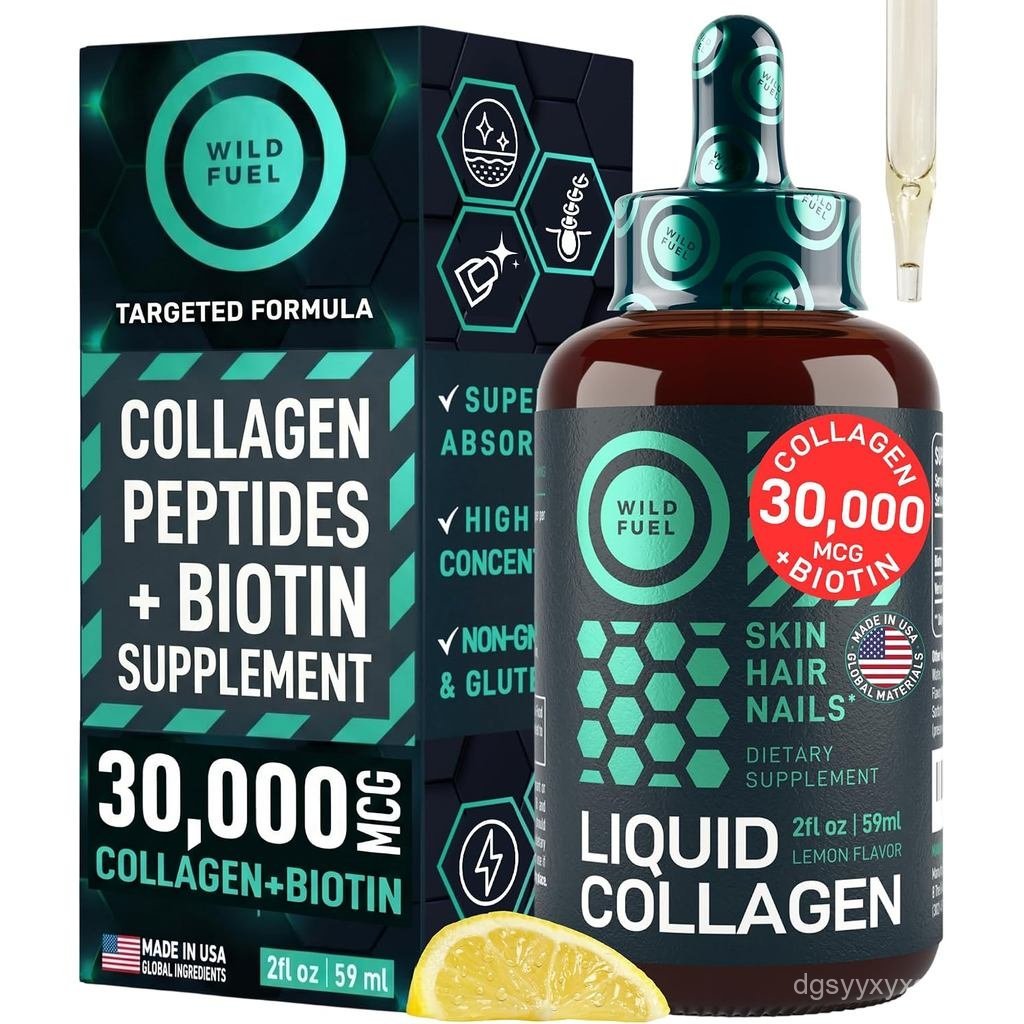 คอลลาเจนเหลวสําหรับผู้หญิงและผู้ชาย 30,000mcg - ผม, เล็บสนับสนุน - 2oz