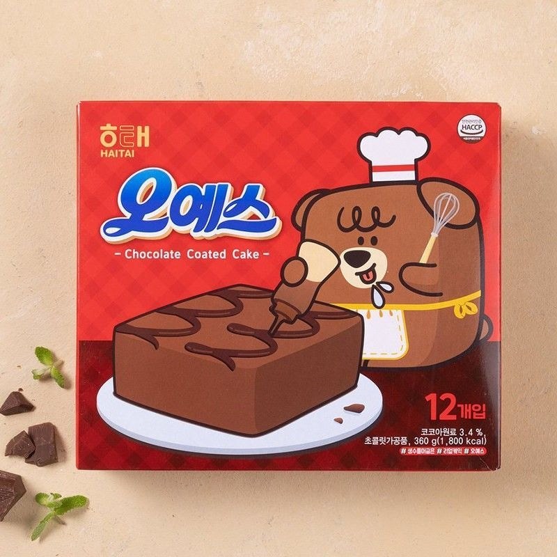 เกาหลีนําเข้า Haitai oyes คุกกี้รสช็อกโกแลตครีมพายเค้กชั้นสํานักงานอาหารเช้าของว่างสบายๆเกาหลีนําเข้