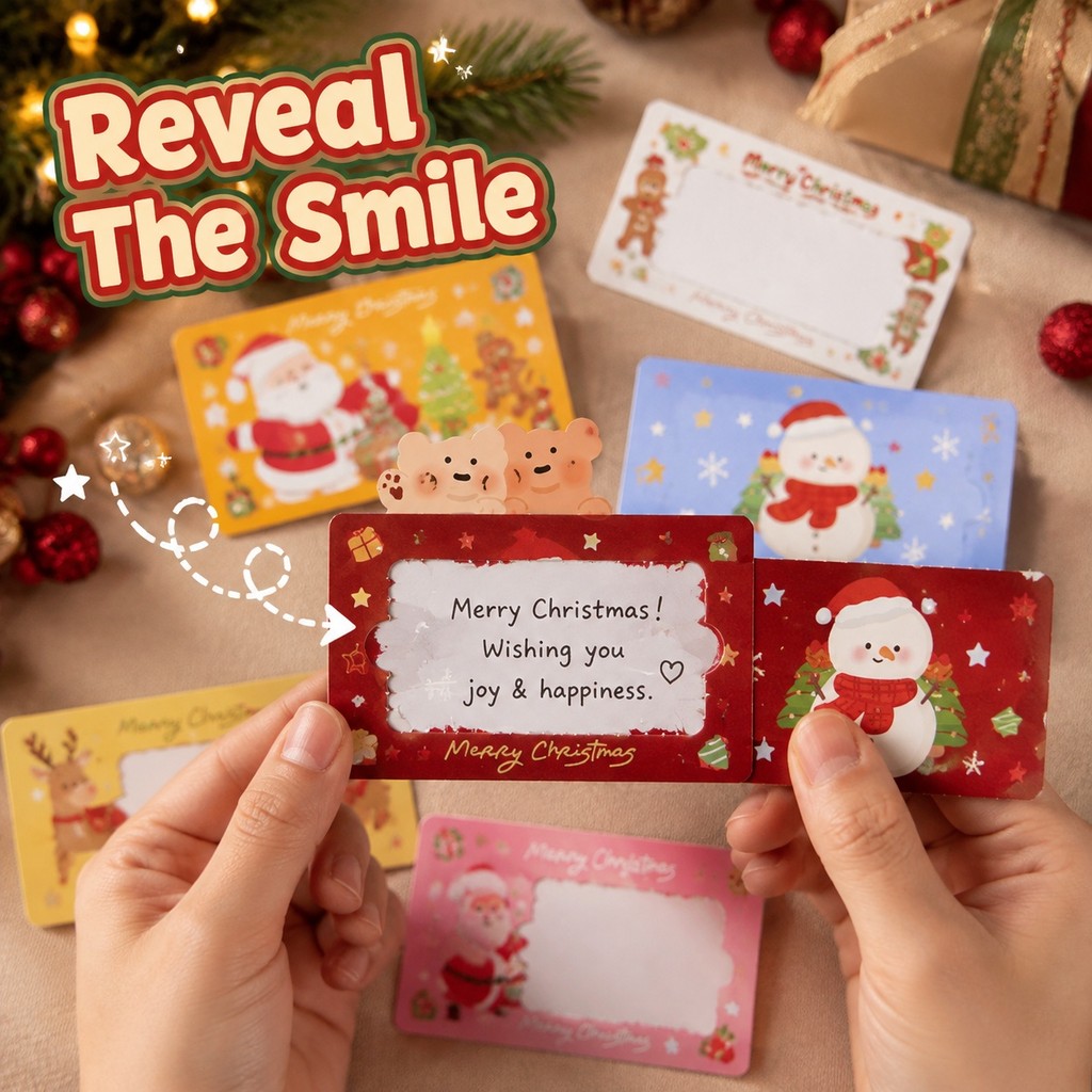 10/20Sheepts Christmas Scratch Greeting Card DIY Surprise Reveal Card สําหรับ Stocking Filler