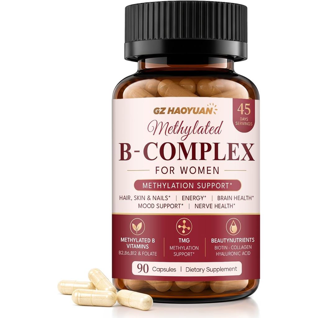 Methylated B Complex Vitamins - B Complex Capsules สําหรับผู้หญิงและผู้ชาย