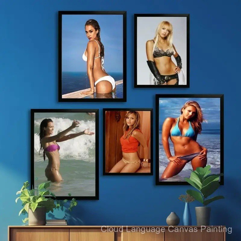 Jessica Alba Canvas Art Poster และ Wall Art, ภาพพิมพ์, ครอบครัวสมัยใหม่, ตกแต่งห้องนอน, โปสเตอร์, ภา