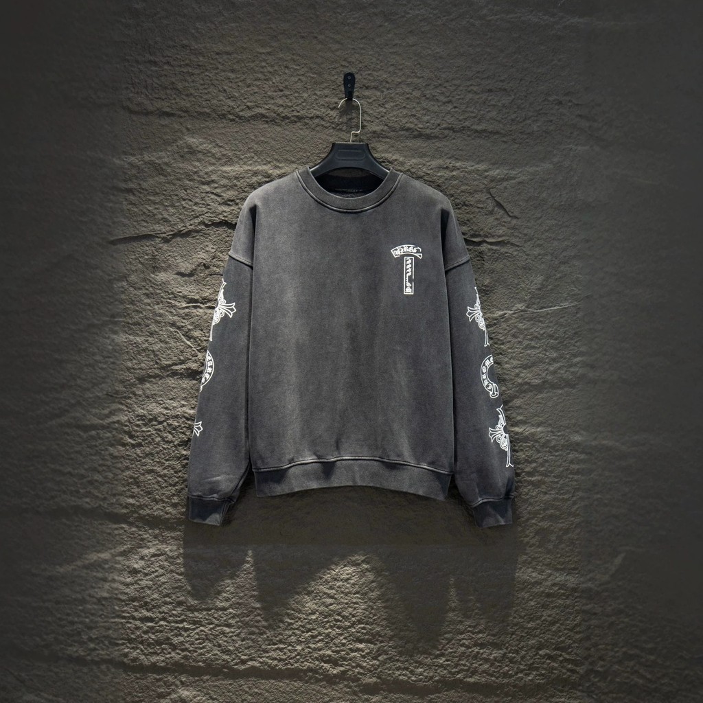 YWC5 Chrome Hearts Prince Hearts Series Distressed Round Neck Sweatshirt Men Women Style