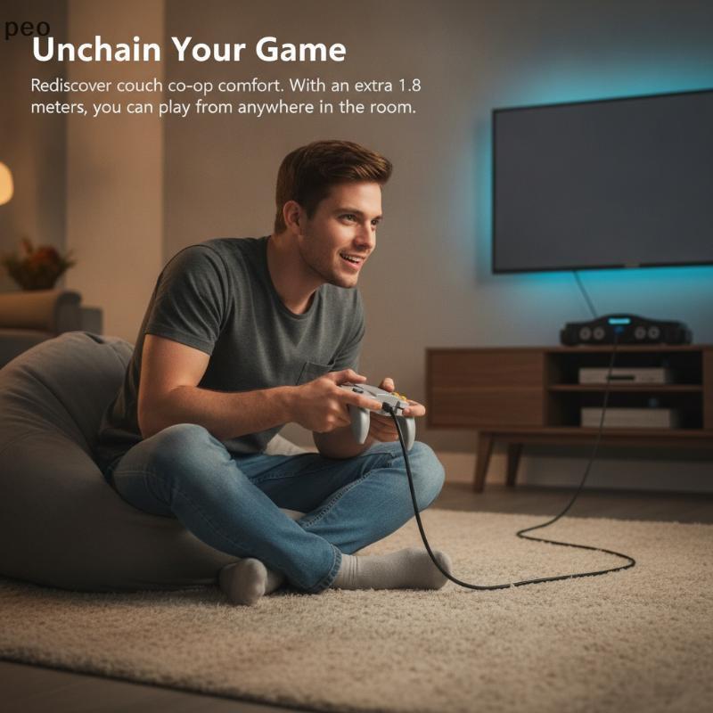 [PEO] 1.8m N64 Controller Extension Cable Stable Data Transfer Cord สําหรับ N64 เกมคอนโซล Retro Gami