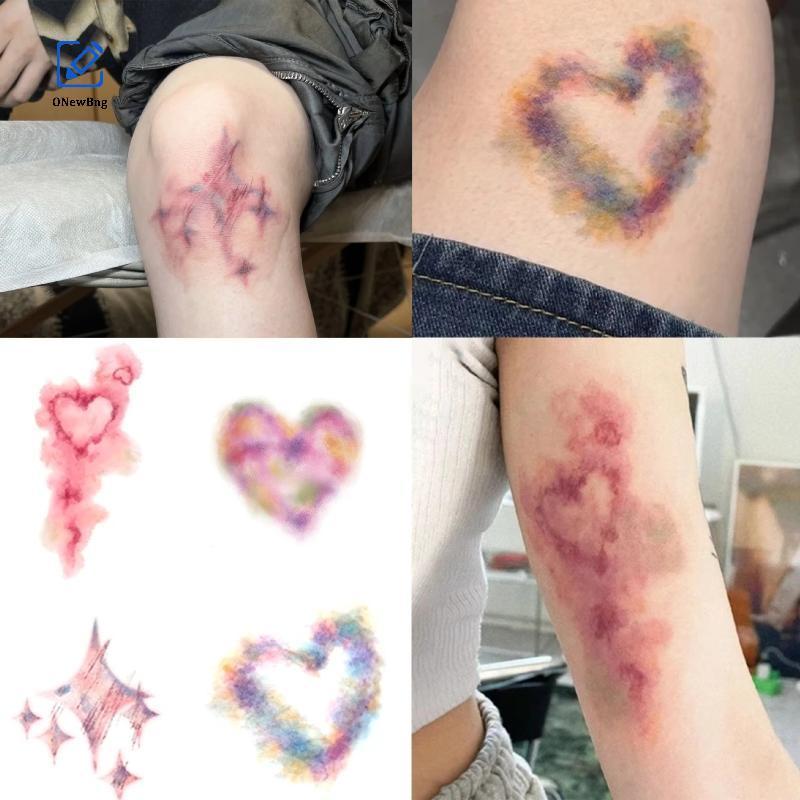 ONew 4 แผ่นฮาโลวีนแผล Bruising รอยสักชั่วคราวคอสเพลย์กันน้ําข้อเท้ารอยแผลเป็น Tattoo Stiers ยาวนานปล