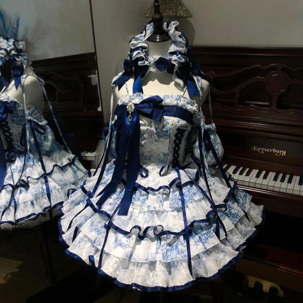 Celadon Fishbone Dog Short Dress Lolita Dress lolita Birthday Adult Dress Dress lolita Princess Dres