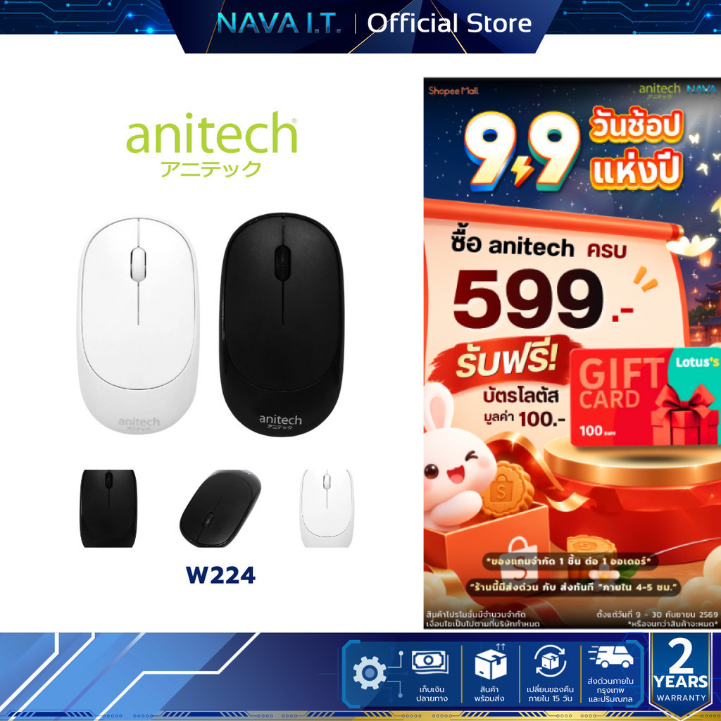 ANITECH W224 WIRELESS MOUSE SILENT CLICK เมาส์ไร้สาย ไร้เสียง