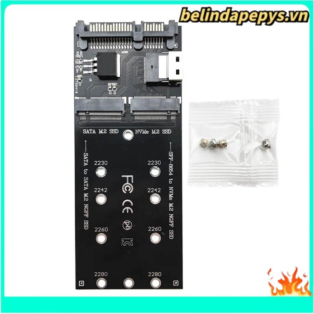 M2 SSD อะแดปเตอร์ M.2 SATA Ngff SSD เป็น SATA + M2 NVME SSD เป็น SFF-8654 Converter SATA เป็น M2 การ