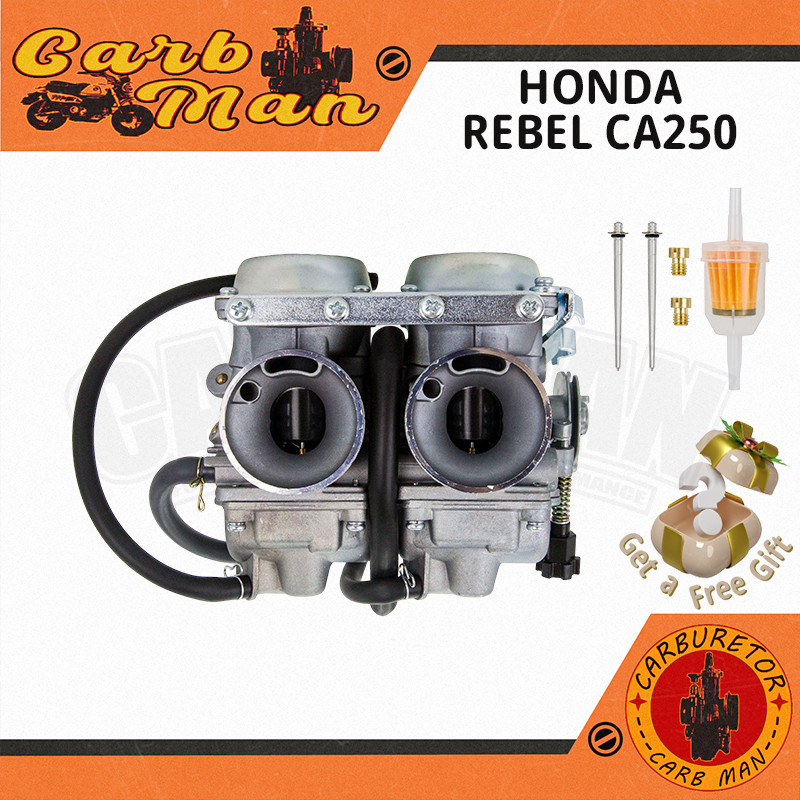 คาร์บูเรเตอร์คู่ PD26JS 26mm สำหรับ 4 จังหวะ 2 สูบ Honda Rebel CA250 CMX250 CD125 Benly CB125T CBT12