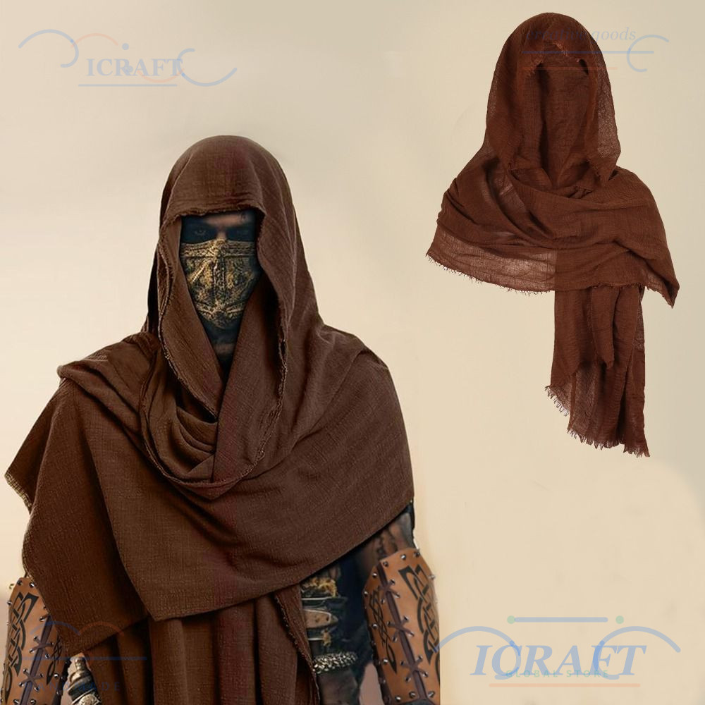 CRAFTML Mens Medieval Pirate Retro Hood, สีดํา/สีน้ําตาลน้ําหนักเบา Wrap Cloak, Unisex Vintage Pirat