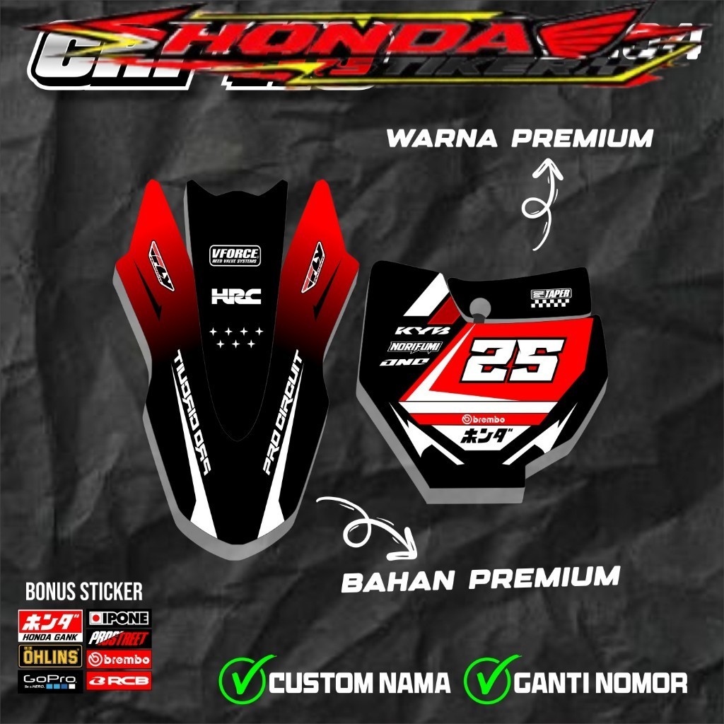 DECAL STICKER NUMBER PLATE KTM Fender CRF 110 สติ๊กเกอร์