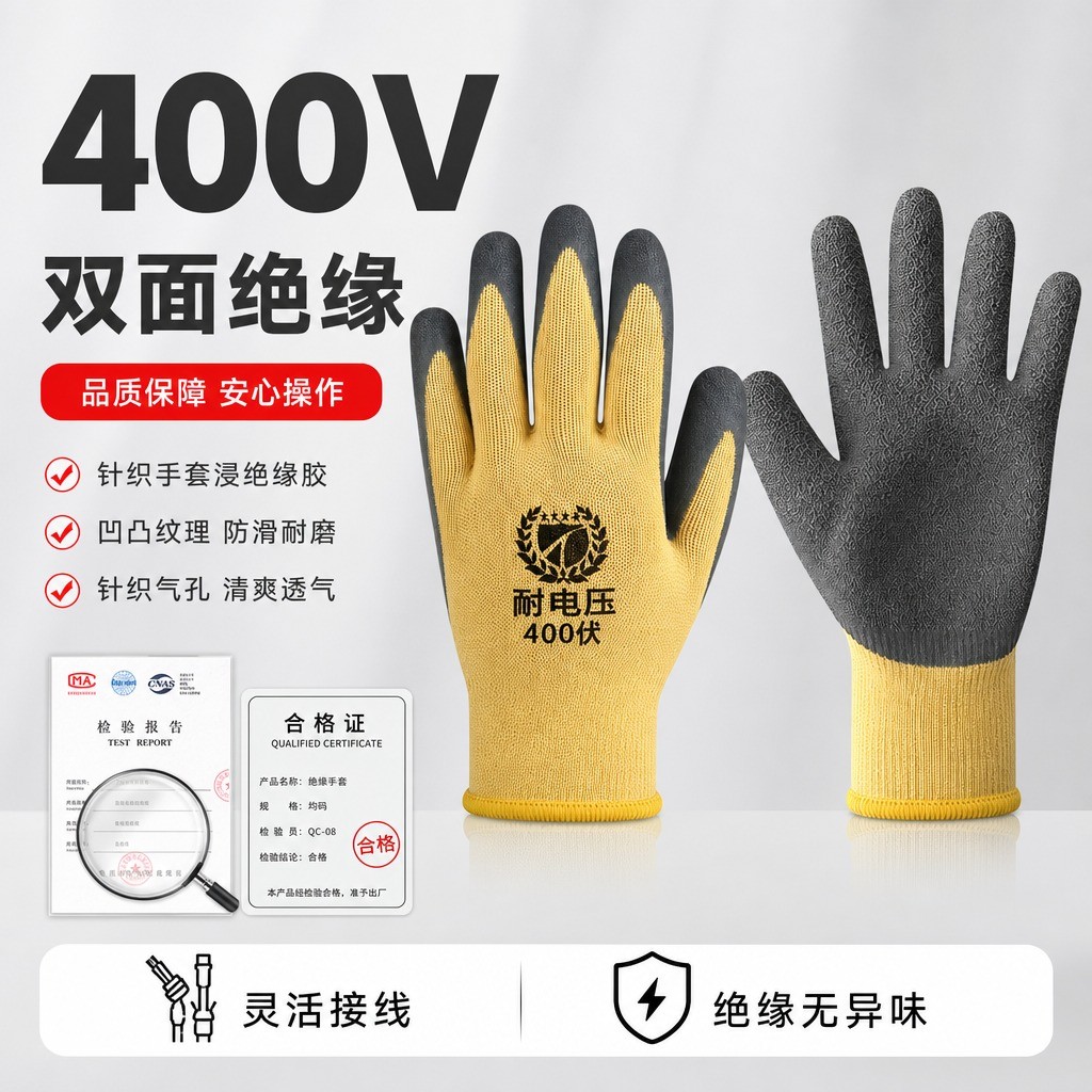 ถุงมือฉนวนไฟฟ้าเยอรมันบางเฉียบ 400v380V220v สองด้าน Anti-Power มาตรฐานแห่งชาติไฟฟ้าโดยเฉพาะ