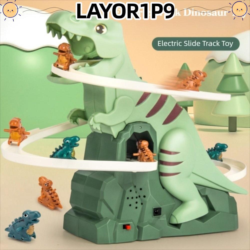 LAYOR1P9 ไดโนเสาร์ปีนบันไดสไลด์, เด็ก Double Track ไดโนเสาร์ไฟฟ้า Race Track, ไดโนเสาร์การ์ตูนน่ารัก