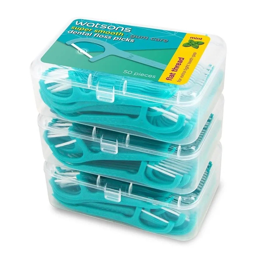 WATSONS Mint Flat Dental Floss 50sx3Box 50sx3 กล่อง NQLE