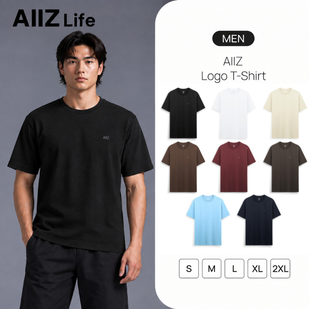 AIIZ (เอ ทู แซด) - AIIZ เสื้อยืดสีพื้นคอกลม โลโก้ AIIZ