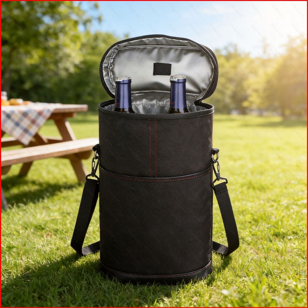 EU ผ้า Oxford Wine Cooler กระเป๋าถังกลมแบบพกพา Ice Pack สําหรับกีฬากลางแจ้งปิคนิค Camping YH