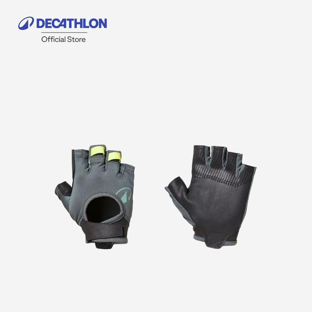 Decathlon Breathable, Durable Fitness Gloves ถุงมือใส่ออกกำลังกายที่มีคุณสมบัติระบายอากาศได้ดีและทนทาน - Black/Green