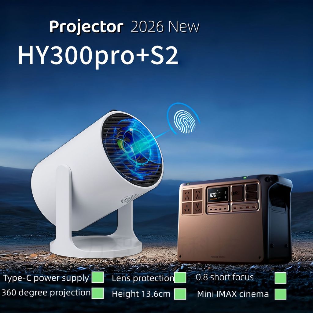 HY300Pro+Projector Android Ultra HD 4K สมาร์ทแบบพกพาโฮมออฟฟิศกลางแจ้ง Line Projection