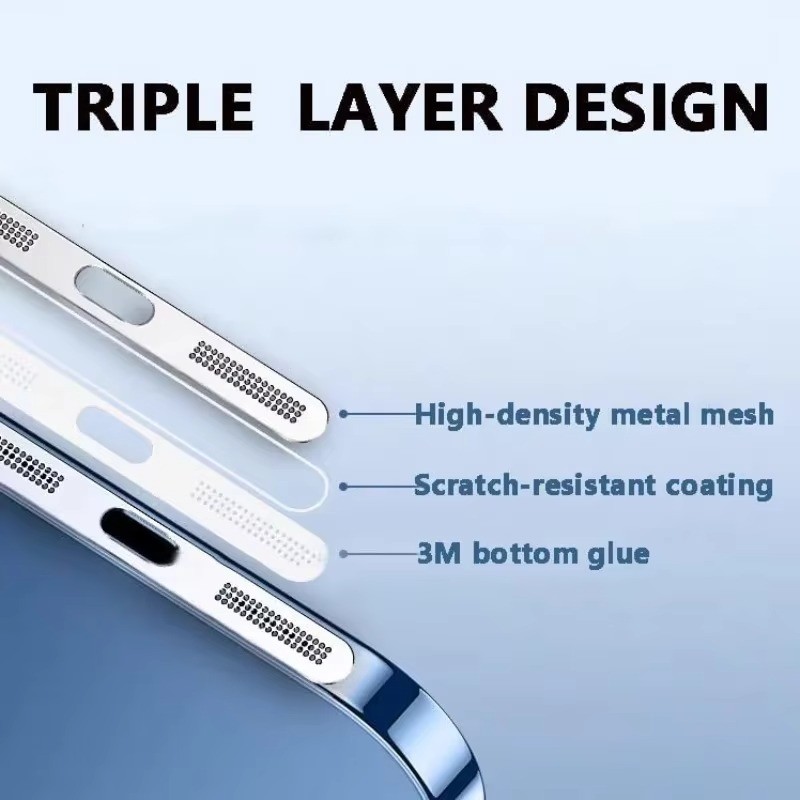  1-2PCS โลหะกันฝุ่นสุทธิสติกเกอร์สําหรับ iPhone 18 Pro Max iPhone 17 Pro Max หูฟังลําโพงรูป้องกันฝุ