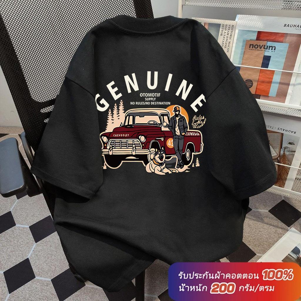 (ผ้าฝ้าย 100%)Luvoro oversize unisex เนื้อผ้านุ่มระบายแขนสั้น T-shirt สีดำและสีขาว เสื้อยืดทูโทน เสื้อยืดแขนสั้น C1079
