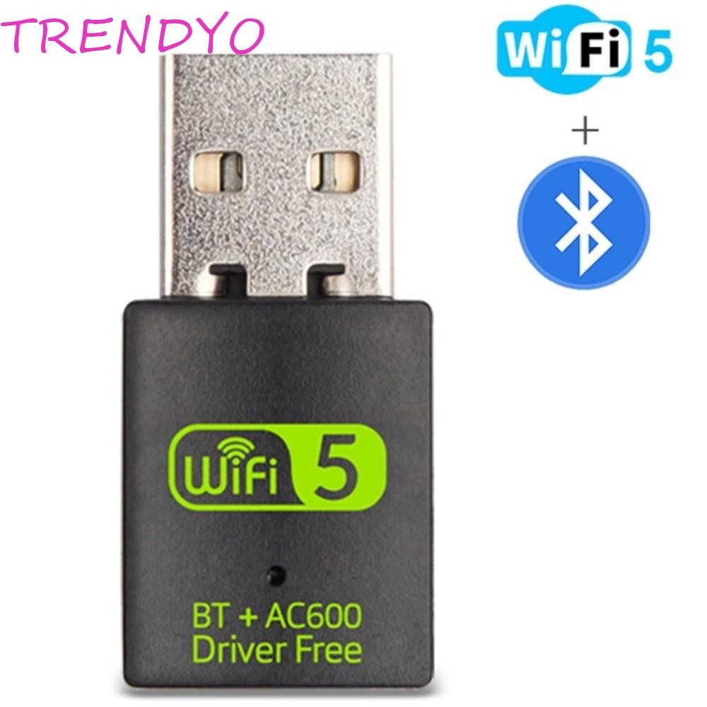 TRENDYO Bluetooth 5.0 2 in1 Dongle, 600Mbps BT+AC600 Wifi Network Adapter, Receiver Card Free Driver
