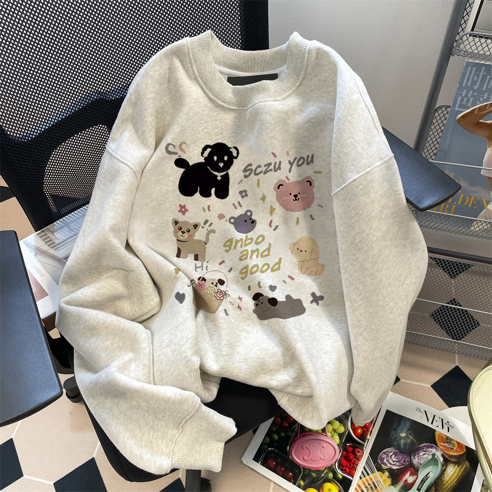 เสื้อสเวตเตอร์คอกลม คอตตอน100% YLWY0115 สำหรับผู้หญิง ขนาดพลัสไซซ์  เหมาะสำหรับฤดูใบไม้ร่วงและฤดูหนาว  ระบายอากาศได้ดี