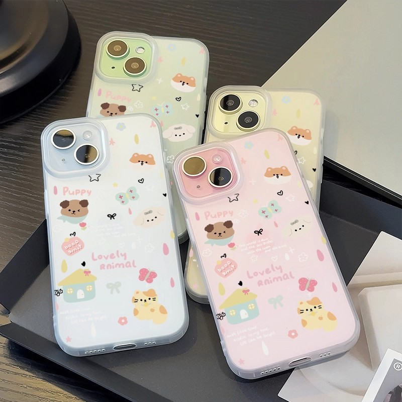 กรณีโทรศัพท์ จัดส่งจากประเทศไทย สไตล์นุ่มนวลน่ารักfor iPhone 16 15 14 13 12 11 PRO MAX X XS MAX XR 7/8P ป้องกันลายนิ้วมื