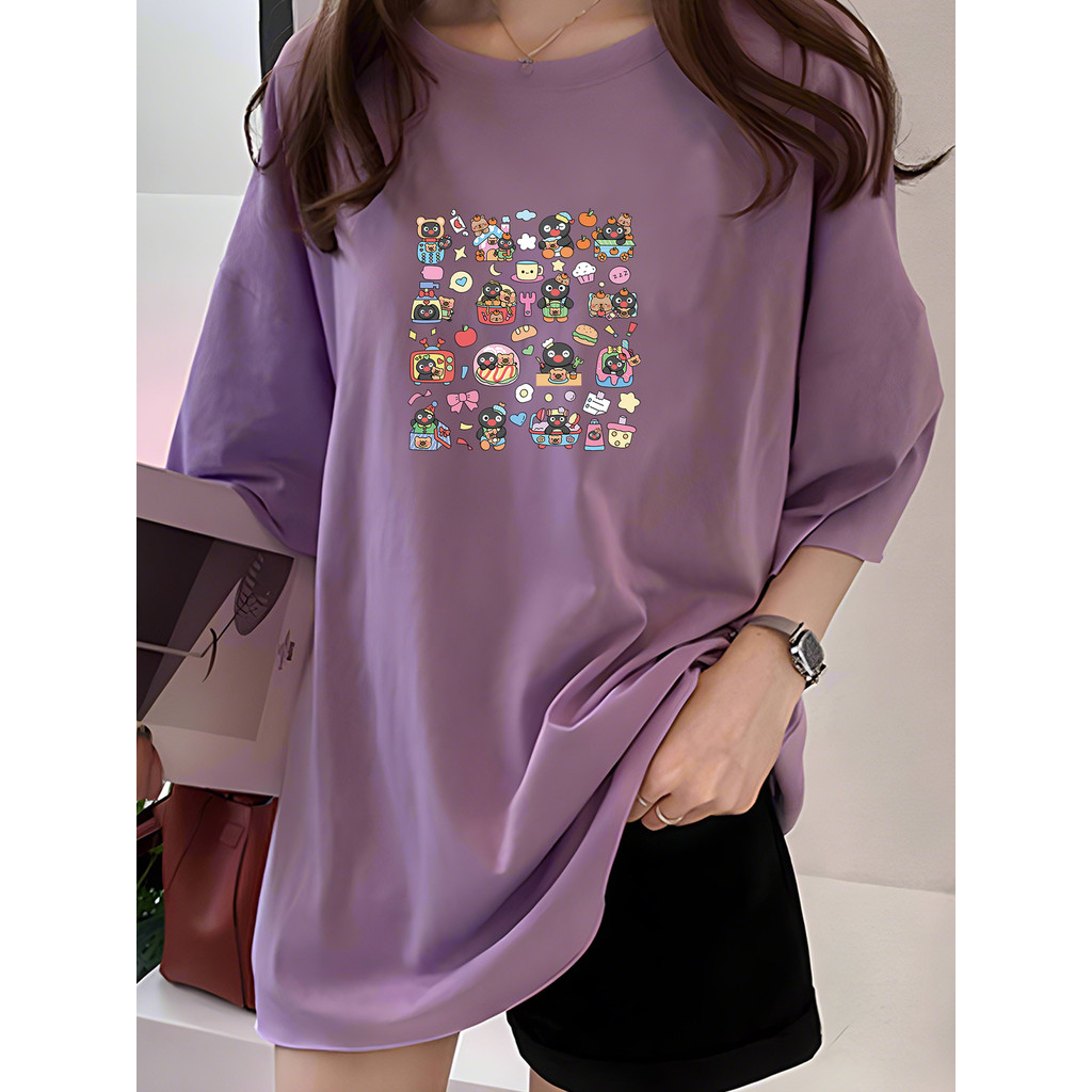 2Y813 1XL-5XL Tshirt เสื้อผ้าผู้หญิง T เสื้อ Plus ขนาด Crop Top หลวมสบายอเนกประสงค์สุภาพสตรี Oversiz