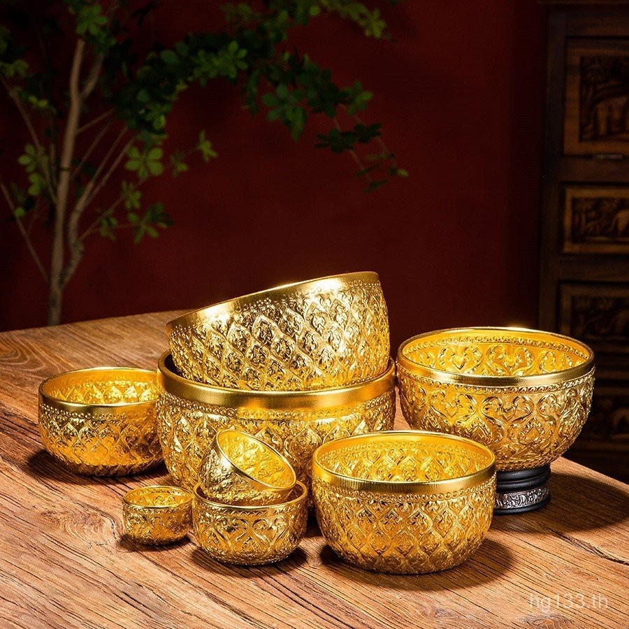 Pa Luda Tin Bowl ชามสแตนเลสโรงแรมซุปทองชามเงินไทย Thai Club Tableware ร้านอาหารชามขนม P6JX